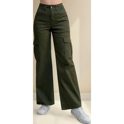 Jogger Cargo Mujer Wide Leg Gabardina Holgado