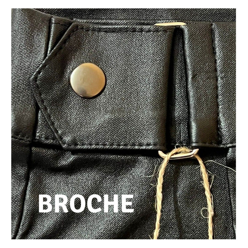 Short Falda 2 Piezas Con Broche Vinipiel + Negro Relieve