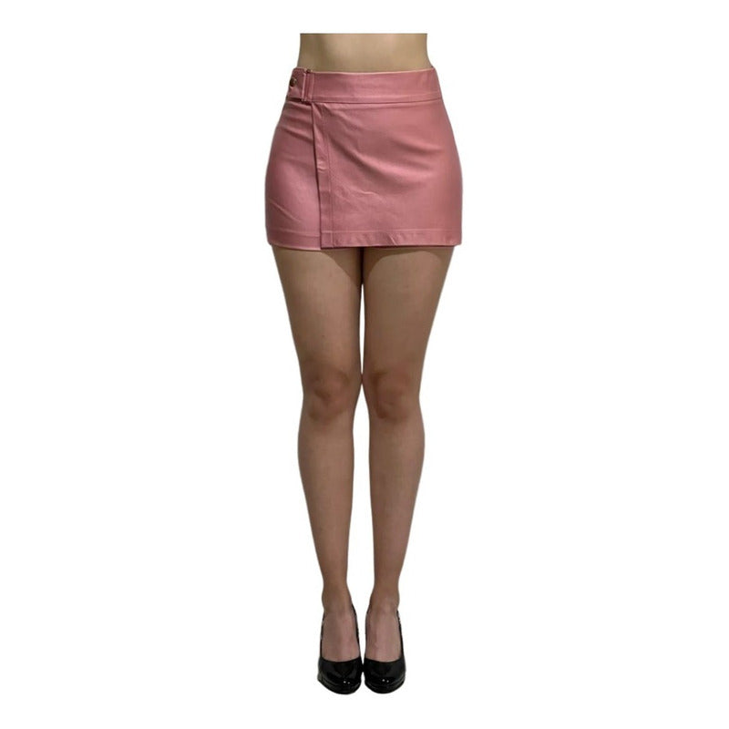 Short Falda 2 Piezas Con Broche Vinipiel + Negro Relieve