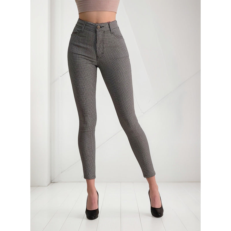 Pantalón Dama Cuadrado Corte Vaquero Tiro Alto