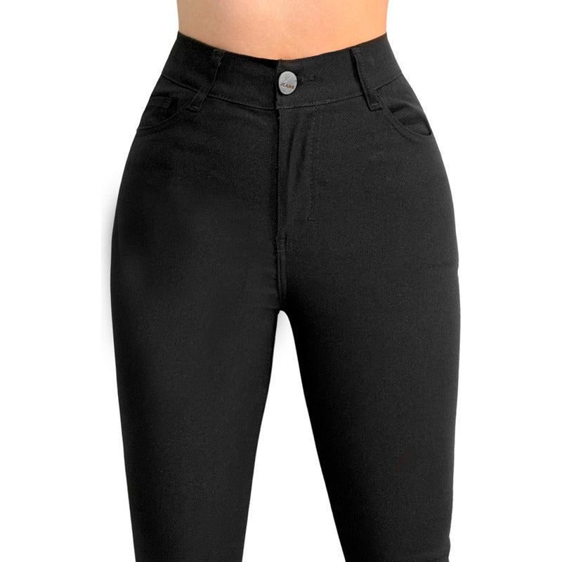 Pantalón Vestir Mujer Stretch Corte Ajustado Tiro Alto
