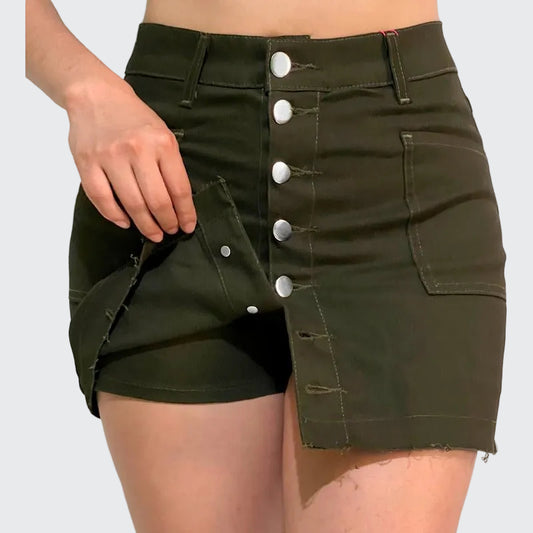 Falda Short En Una Sola Pieza Mujer Botones Al Frente - AIDEE GIAN