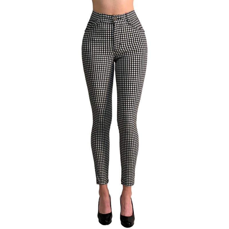 Pantalón Dama Cuadrado Corte Vaquero Tiro Alto