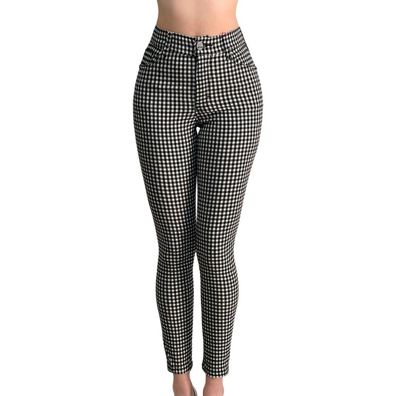 Pantalón Dama Cuadrado Corte Vaquero Tiro Alto