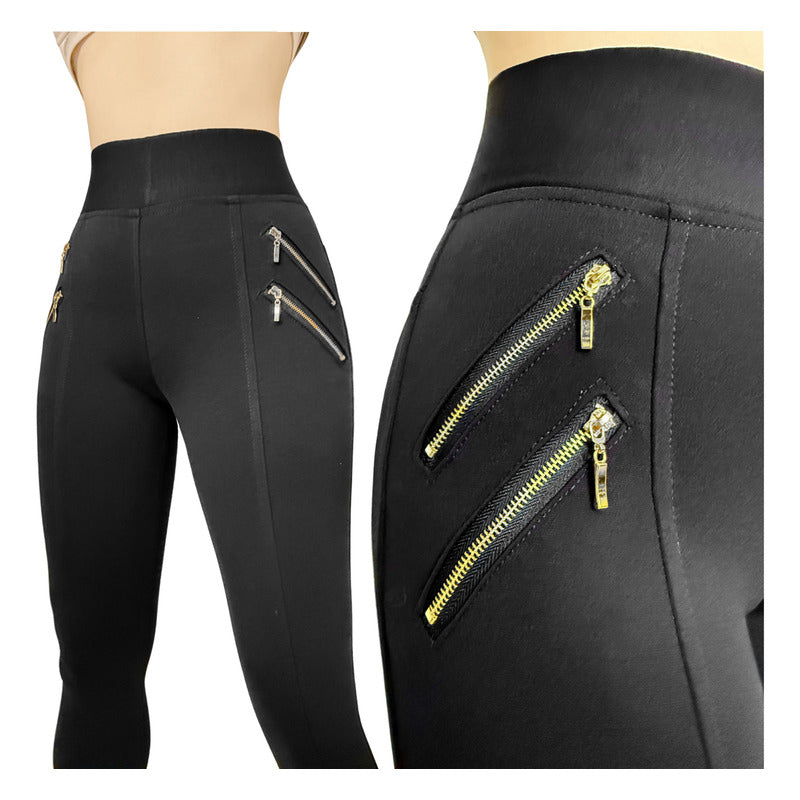 Pantalón Legging Cuatro Cierres Decorativos Skinny