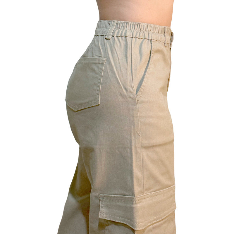 Jogger Cargo Mujer Wide Leg Gabardina Holgado
