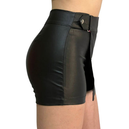 Short Falda 2 Piezas Con Broche Vinipiel + Negro Relieve