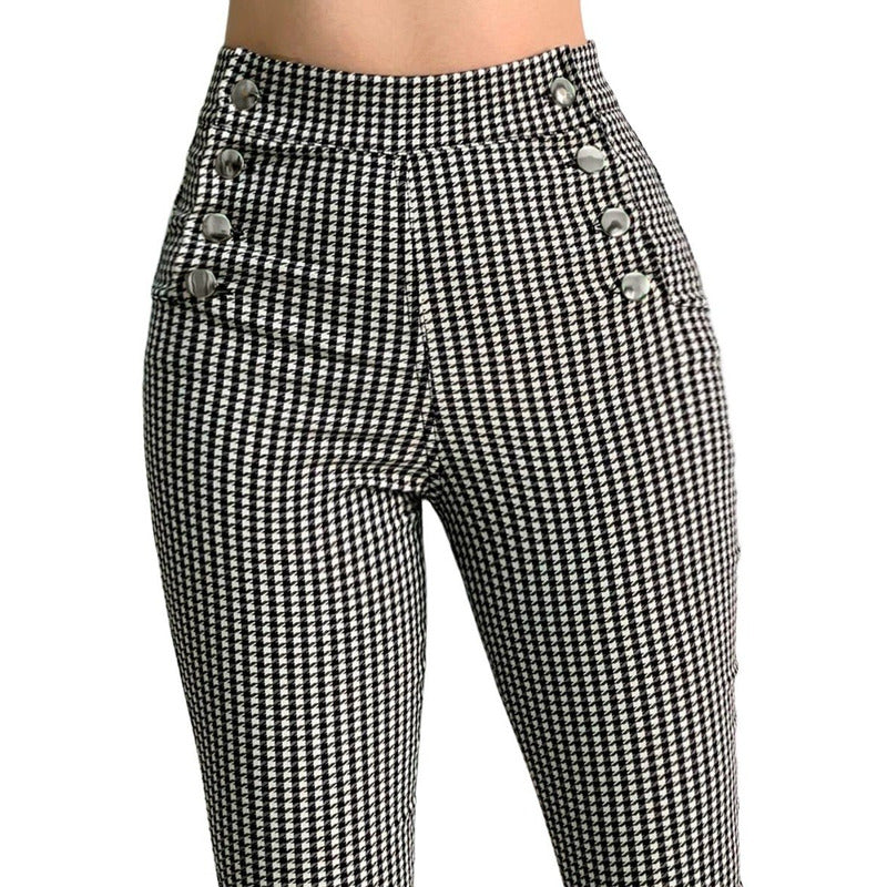 Pantalón Mujer Cuadrado Multi Botón Stretch
