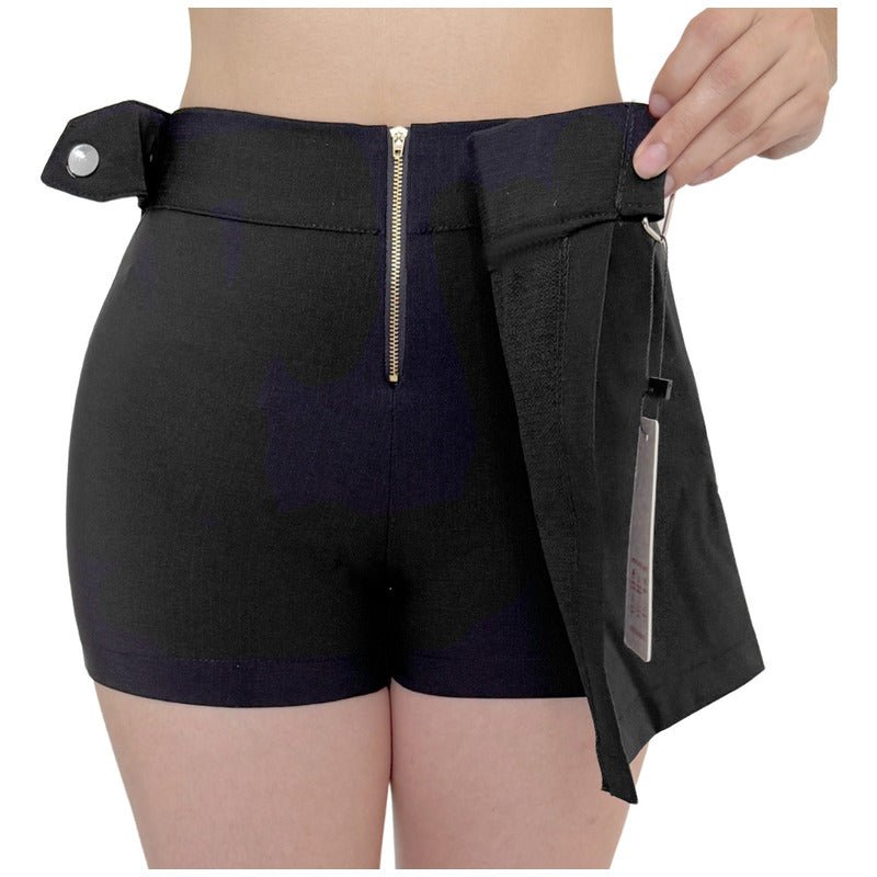 Falda Short Mujer Stretch Broche Lateral Y Cierre Metálico - AIDEE GIAN