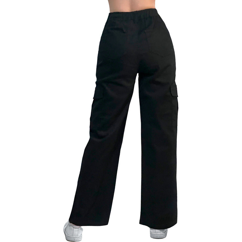 Jogger Cargo Mujer Wide Leg Gabardina Holgado