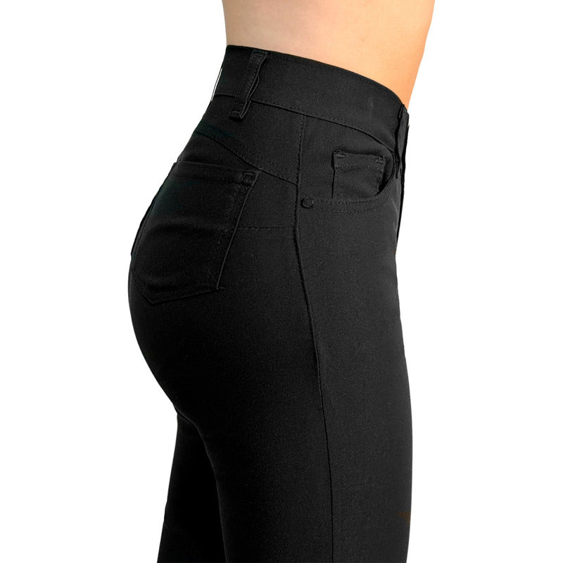 Pantalón Vestir Mujer Stretch Corte Ajustado Tiro Alto