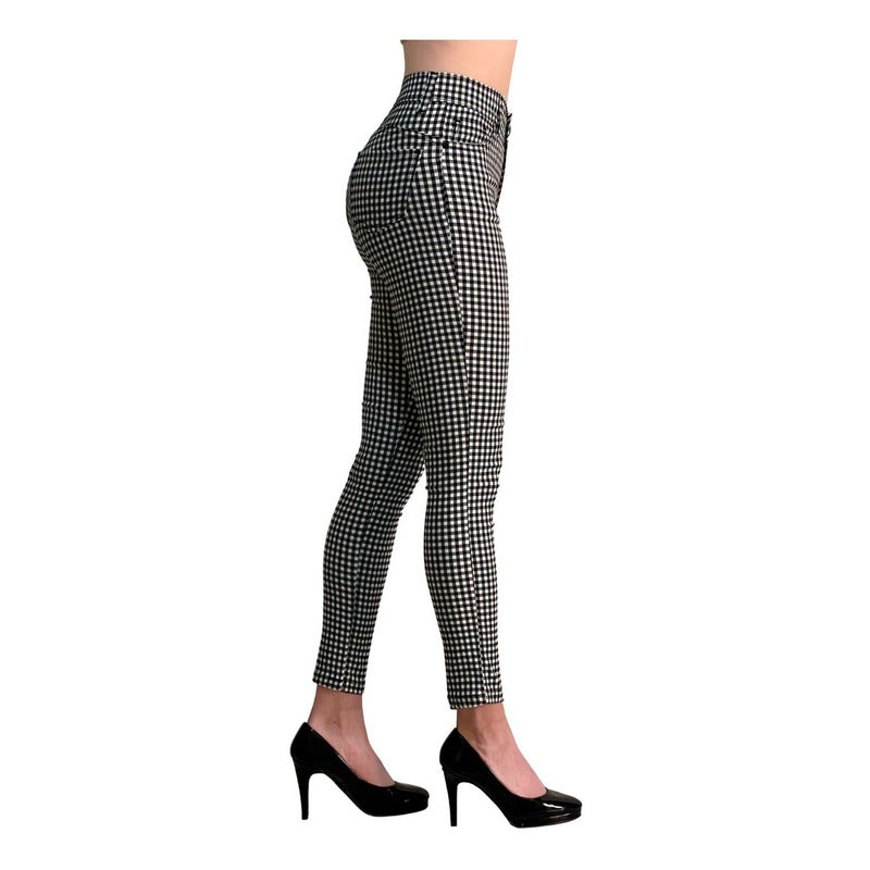 Pantalón Dama Cuadrado Corte Vaquero Tiro Alto