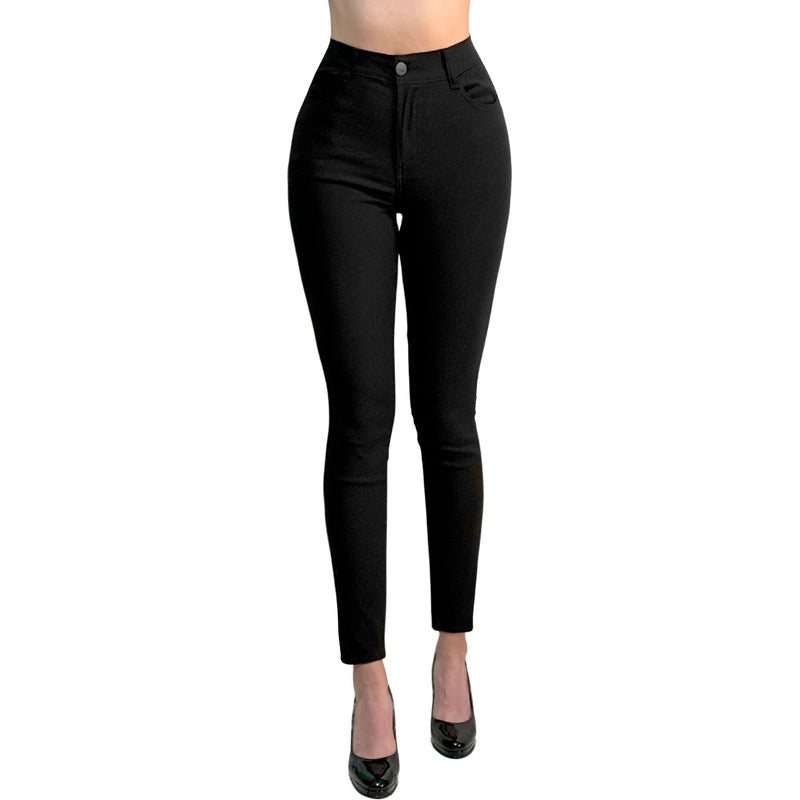 Pantalón Vestir Mujer Stretch Corte Ajustado Tiro Alto