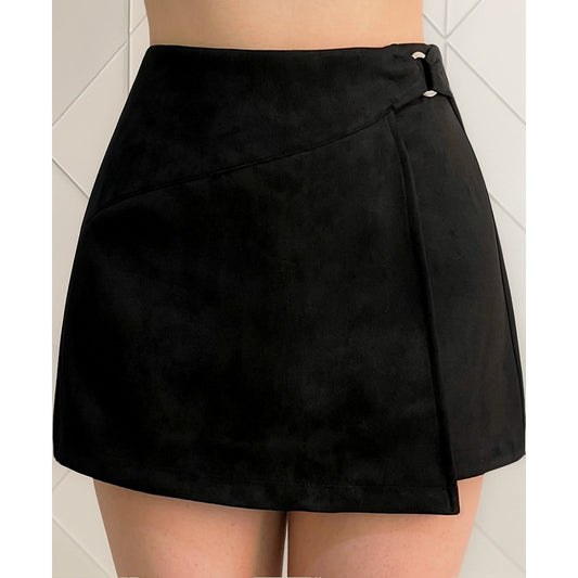 Short Falda Suede Con Aro Metálico