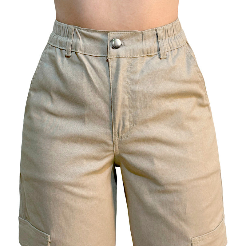 Jogger Cargo Mujer Wide Leg Gabardina Holgado