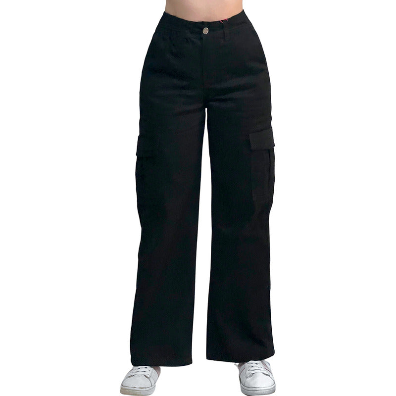 Jogger Cargo Mujer Wide Leg Gabardina Holgado