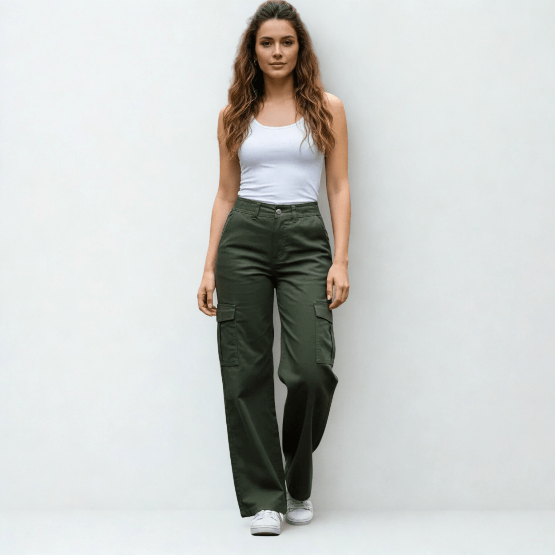 Jogger Cargo Mujer Wide Leg Gabardina Holgado - AIDEE GIAN