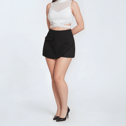 Short Falda Cartera Simulada Faldón Semicircular Talle Alto - AIDEE GIAN
