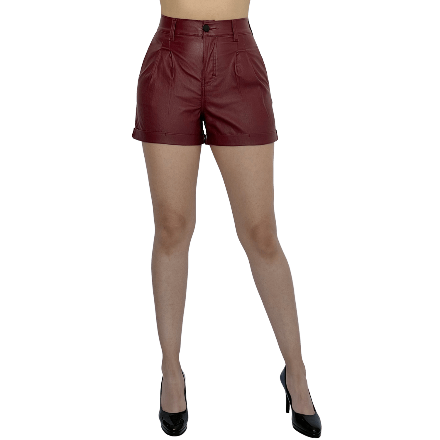 Short Mujer Vinipiel Cintura Estrecha Bolsillo Oblicuo - AIDEE GIAN