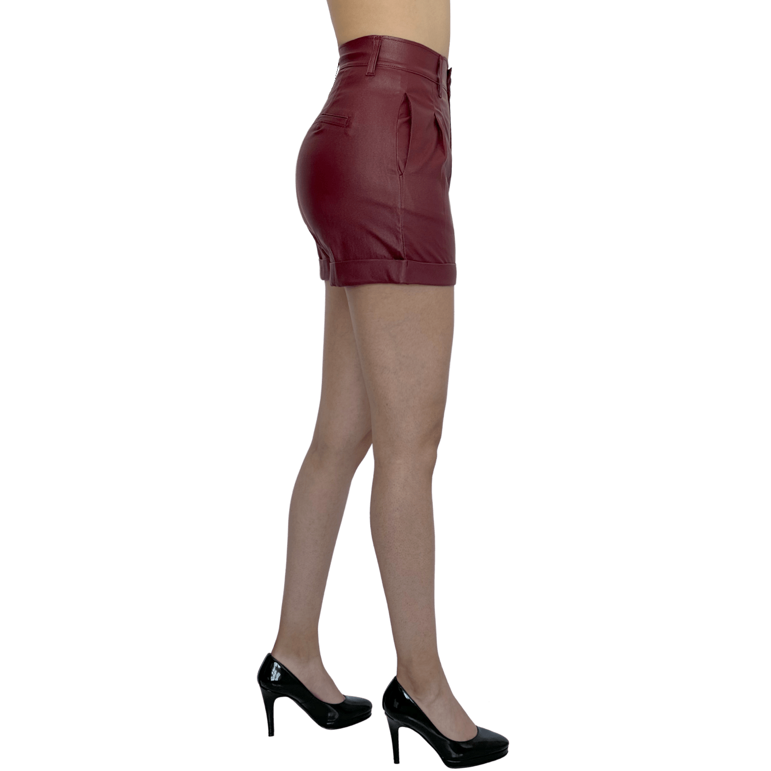 Short Mujer Vinipiel Cintura Estrecha Bolsillo Oblicuo - AIDEE GIAN