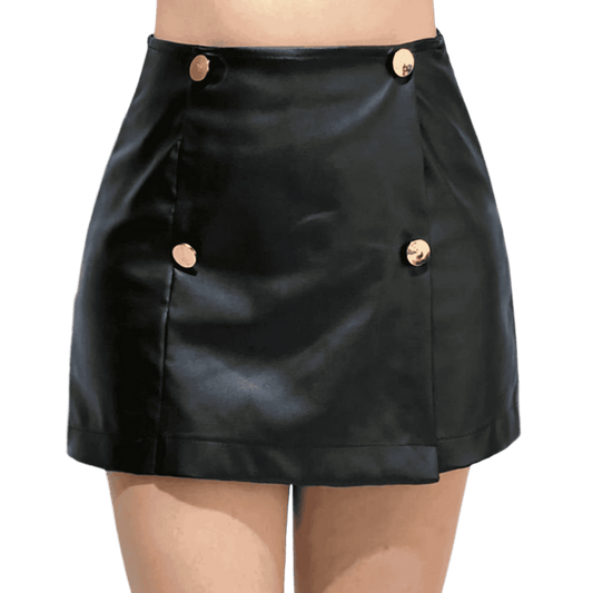 Short Falda Vinipiel  Cuatro Botones