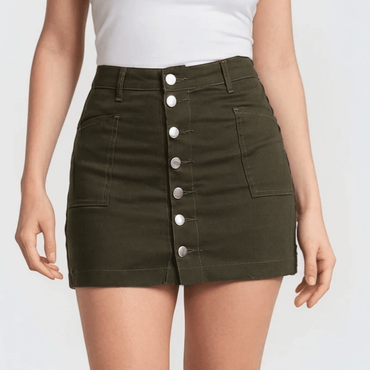Falda Short En Una Sola Pieza Mujer Botones Al Frente - AIDEE GIAN