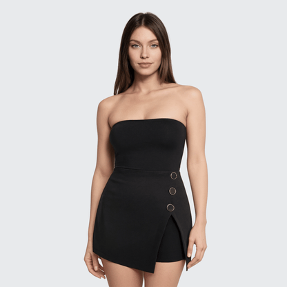 Short Falda Mujer Botones Golden Abertura Asimétrica - AIDEE GIAN