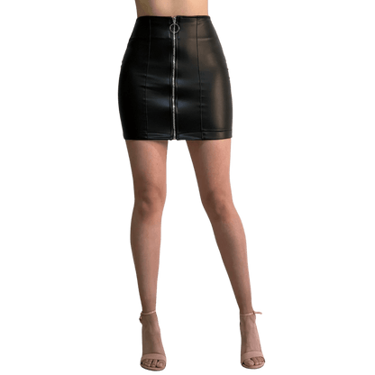 Falda Vinipiel Con Cierre Metálico al Frente - AIDEE GIAN