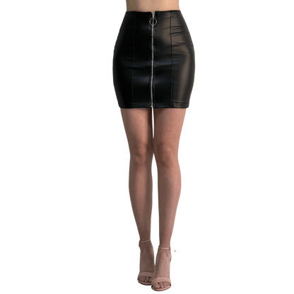 Falda Vinipiel Con Cierre Metálico al Frente - AIDEE GIAN