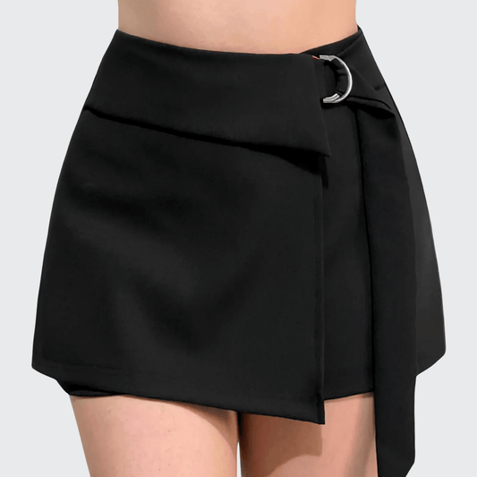 Short Falda Mujer Mini Hebilla Y Faldón Asimétrico - AIDEE GIAN