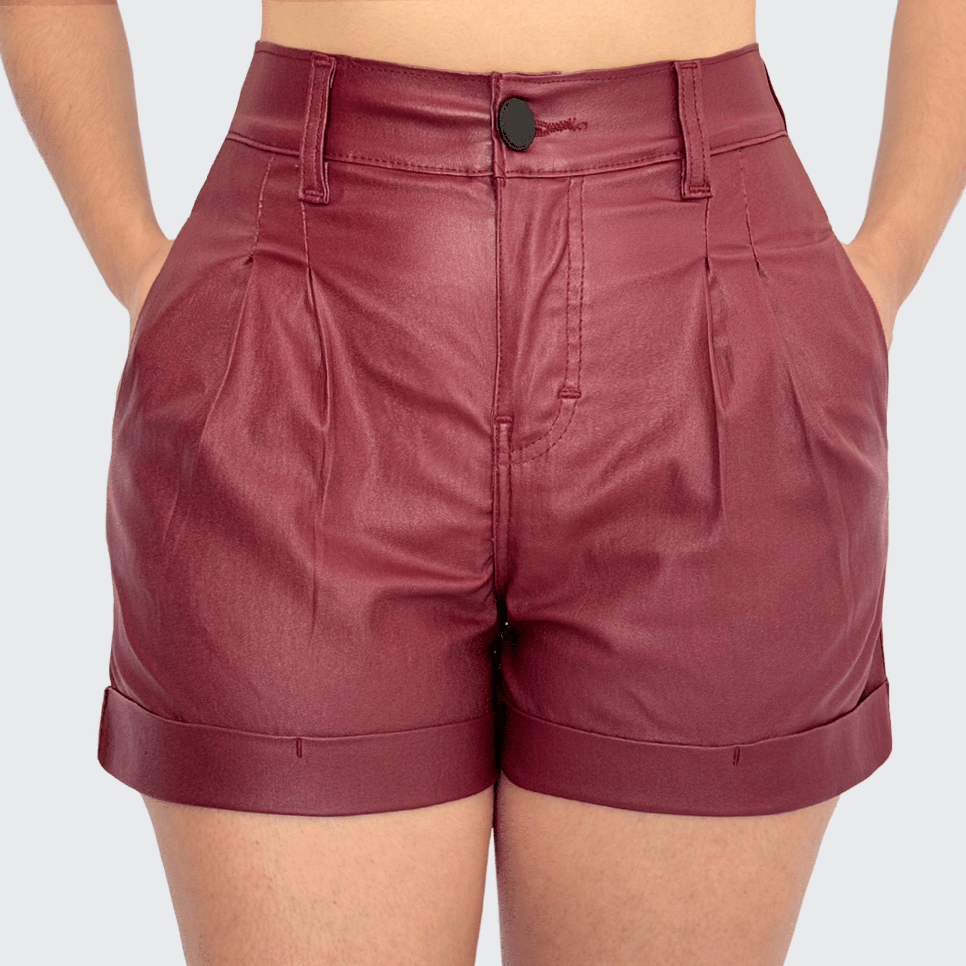 Short Mujer Vinipiel Cintura Estrecha Bolsillo Oblicuo - AIDEE GIAN