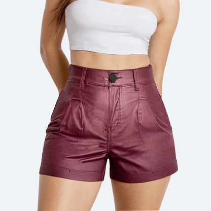 Short Mujer Vinipiel Cintura Estrecha Bolsillo Oblicuo - AIDEE GIAN