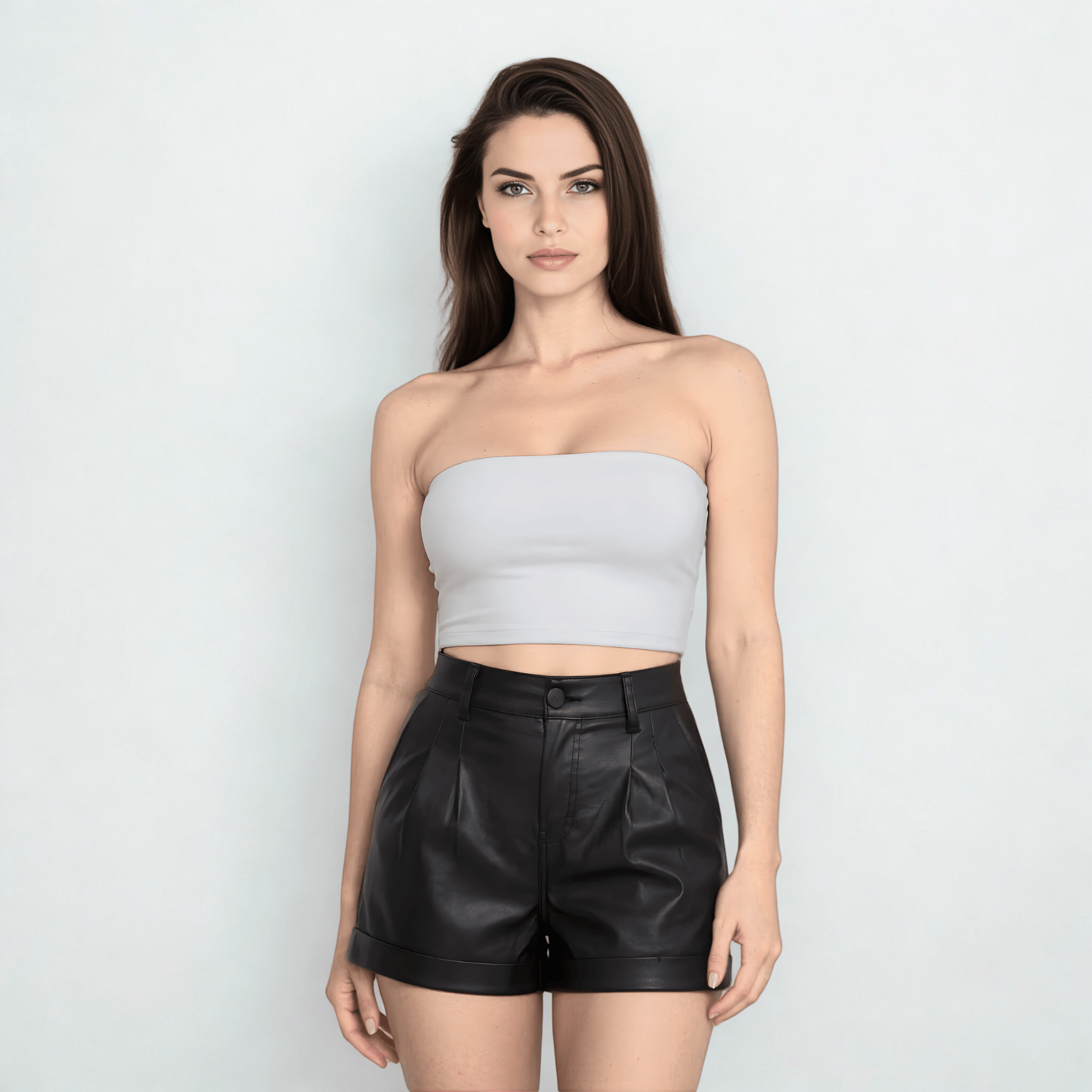 Short Mujer Vinipiel Cintura Estrecha Bolsillo Oblicuo - AIDEE GIAN