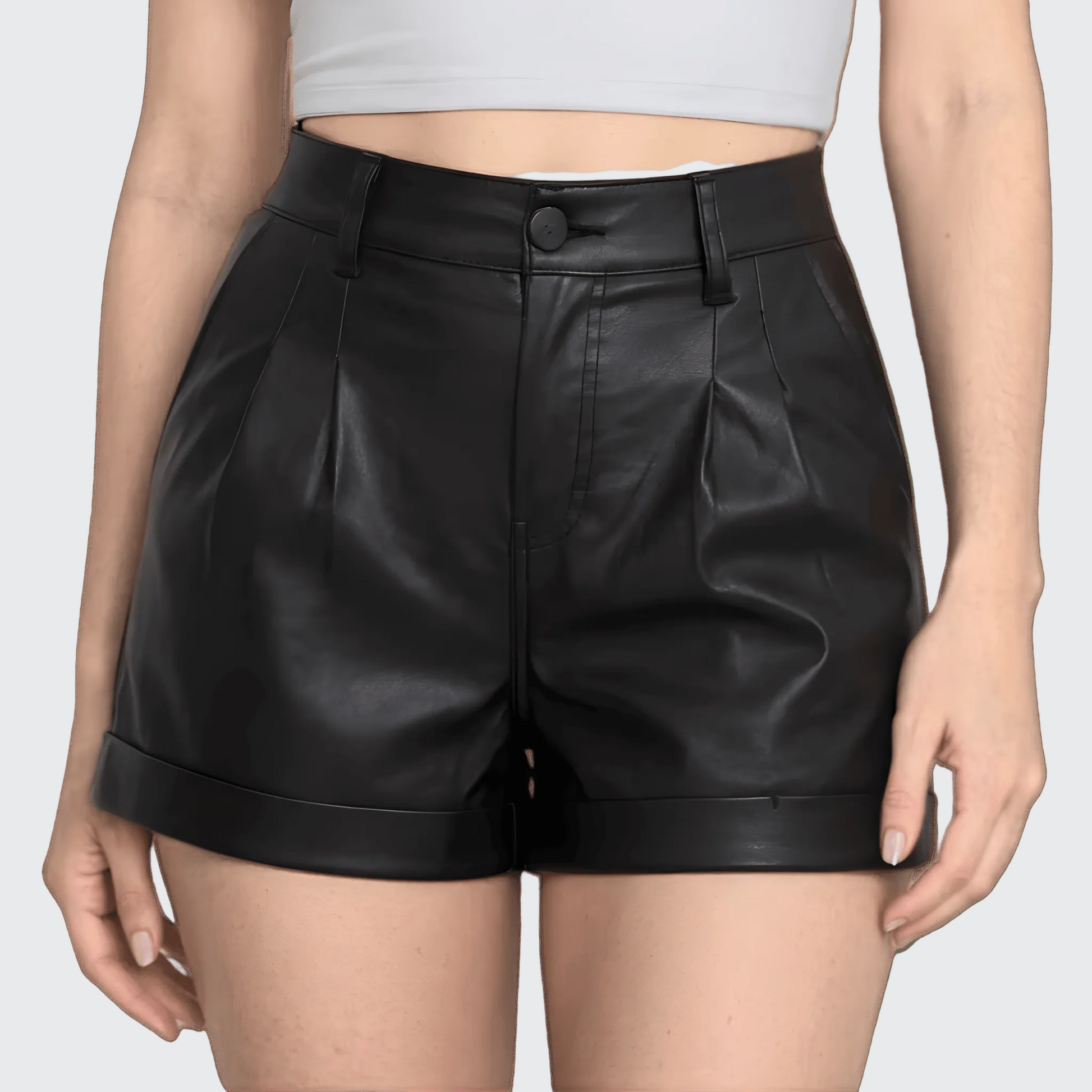 Short Mujer Vinipiel Cintura Estrecha Bolsillo Oblicuo - AIDEE GIAN