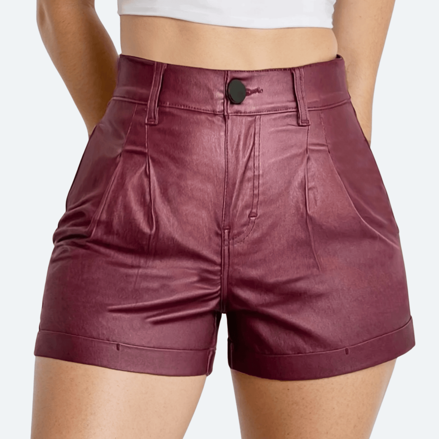 Short Mujer Vinipiel Cintura Estrecha Bolsillo Oblicuo - AIDEE GIAN