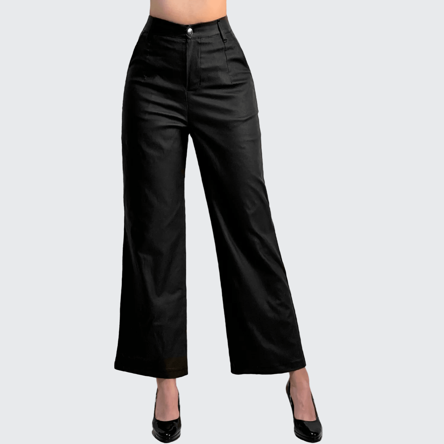 Pantalón Vinipiel Mujer Pierna Ancha Cintura Alta - AIDEE GIAN