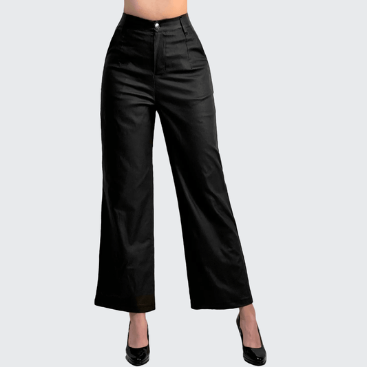 Pantalón Vinipiel Mujer Pierna Ancha Cintura Alta - AIDEE GIAN