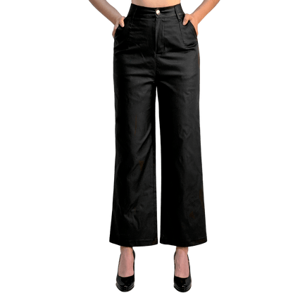 Pantalón Vinipiel Mujer Pierna Ancha Cintura Alta - AIDEE GIAN