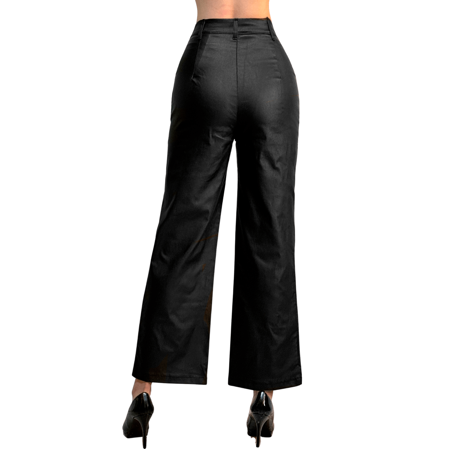Pantalón Vinipiel Mujer Pierna Ancha Cintura Alta - AIDEE GIAN
