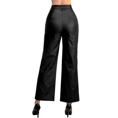 Pantalón Vinipiel Mujer Pierna Ancha Cintura Alta - AIDEE GIAN