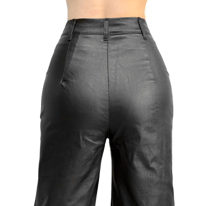 Pantalón Vinipiel Mujer Pierna Ancha Cintura Alta - AIDEE GIAN