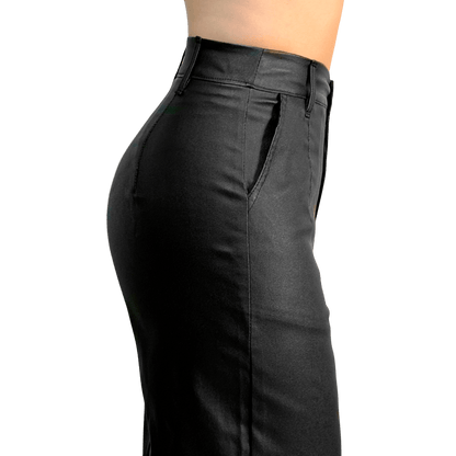 Pantalón Vinipiel Mujer Pierna Ancha Cintura Alta - AIDEE GIAN
