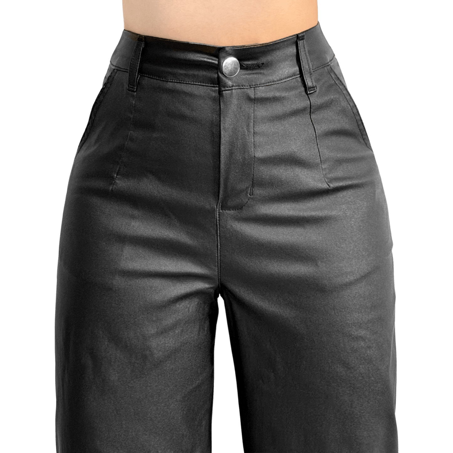 Pantalón Vinipiel Mujer Pierna Ancha Cintura Alta - AIDEE GIAN