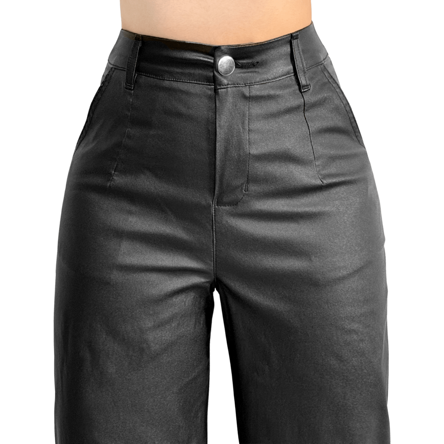 Pantalón Vinipiel Mujer Pierna Ancha Cintura Alta - AIDEE GIAN